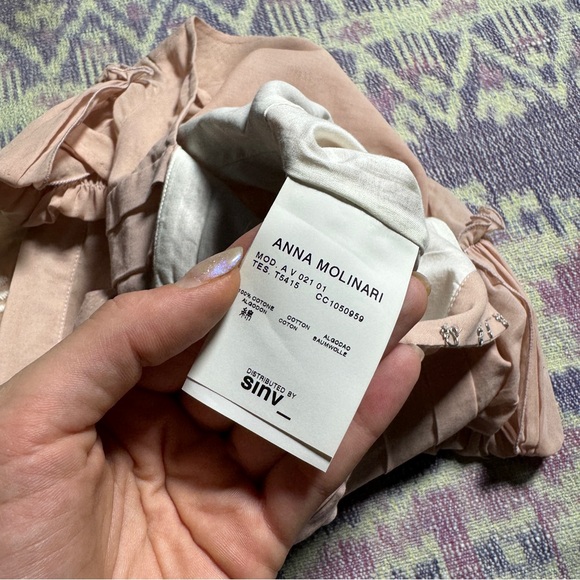 Anna Molinari Womens Mini Dress Ruffle Pleated Short Sleeve Lace Lined in Peach - Picture 11 of 16